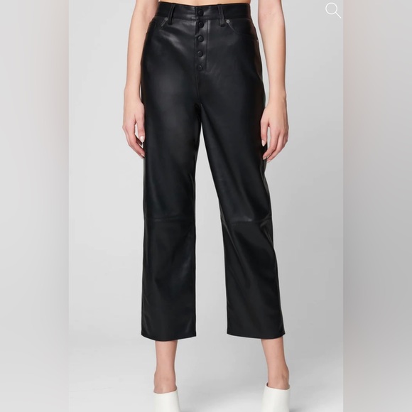 BLANK NYC BLACK The Baxter Straight In Nowhere Road VEGAN LEATHER CROP PANT 29 - Picture 2 of 10